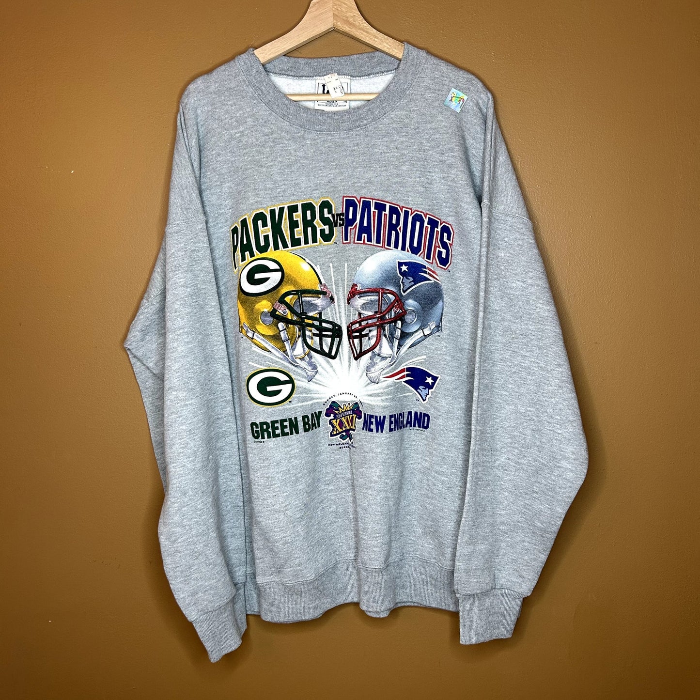 Vintage 90s Packers Super Bowl Gray Crewneck NWT