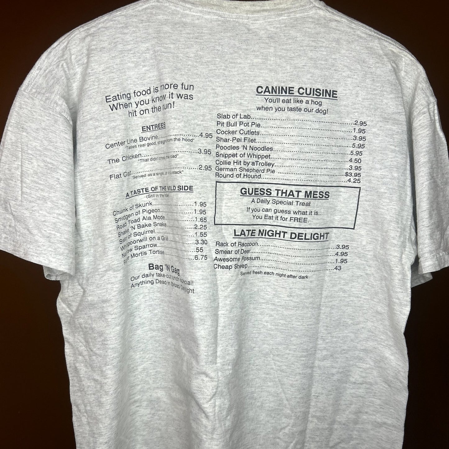 Vintage 90s Funny Wisconsins Road Kill Cafe T-Shirt