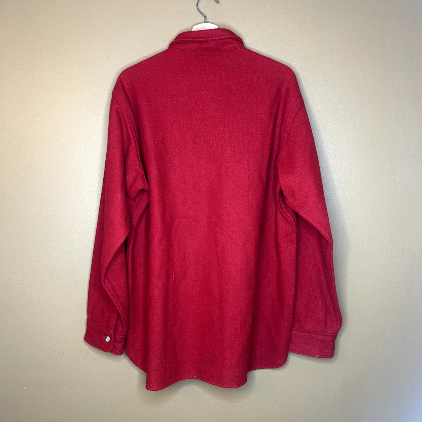 Vintage Lands End Red Wool Button Up T-Shirt Large