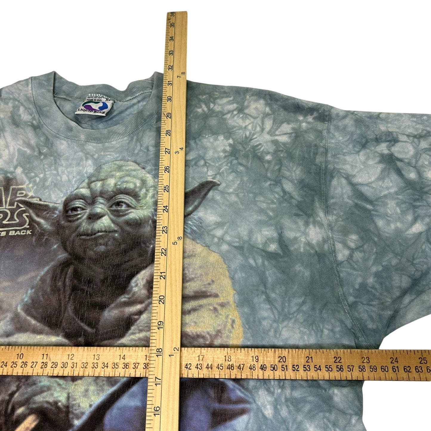 Vintage 1997 Star Wars Liquid Blue Yoda Tie Dye T-shirt