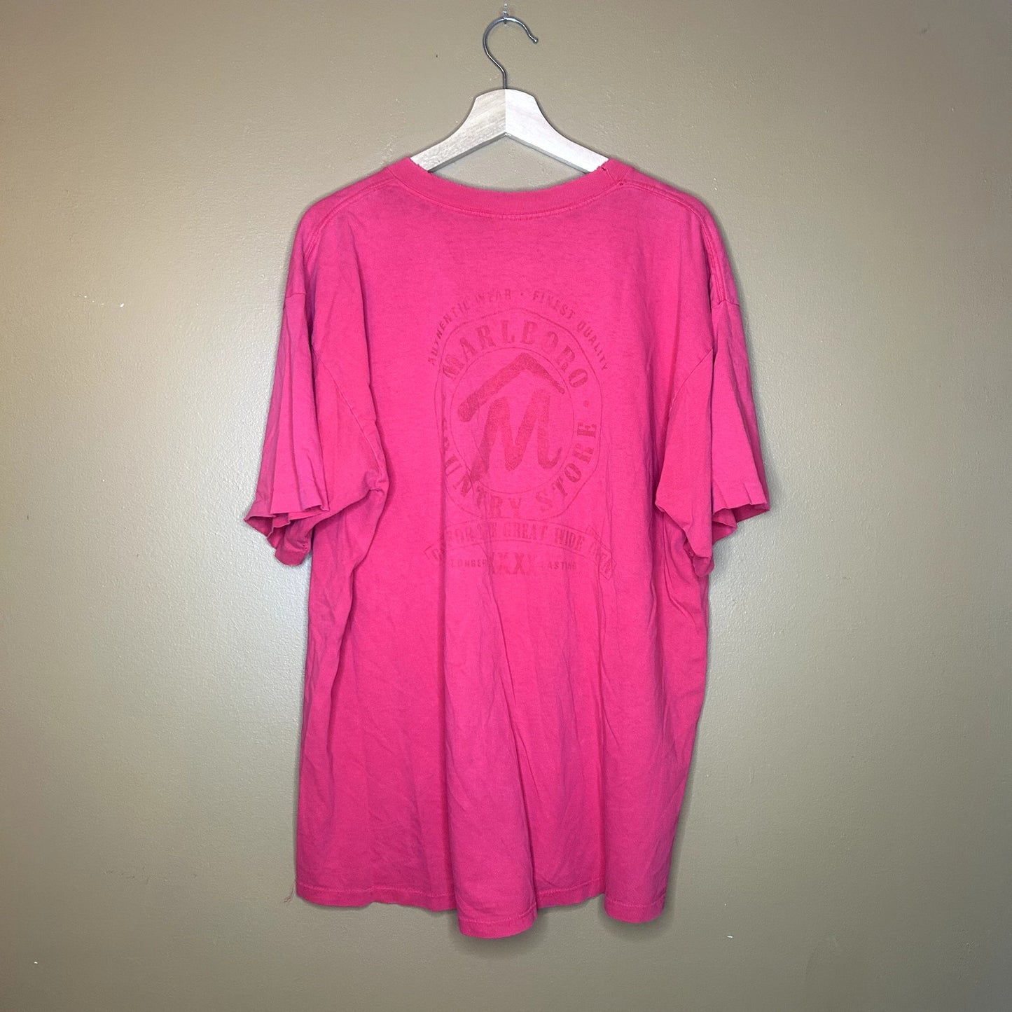 Vintage 90s Red Marlboro Pocket T-Shirt With Distressing