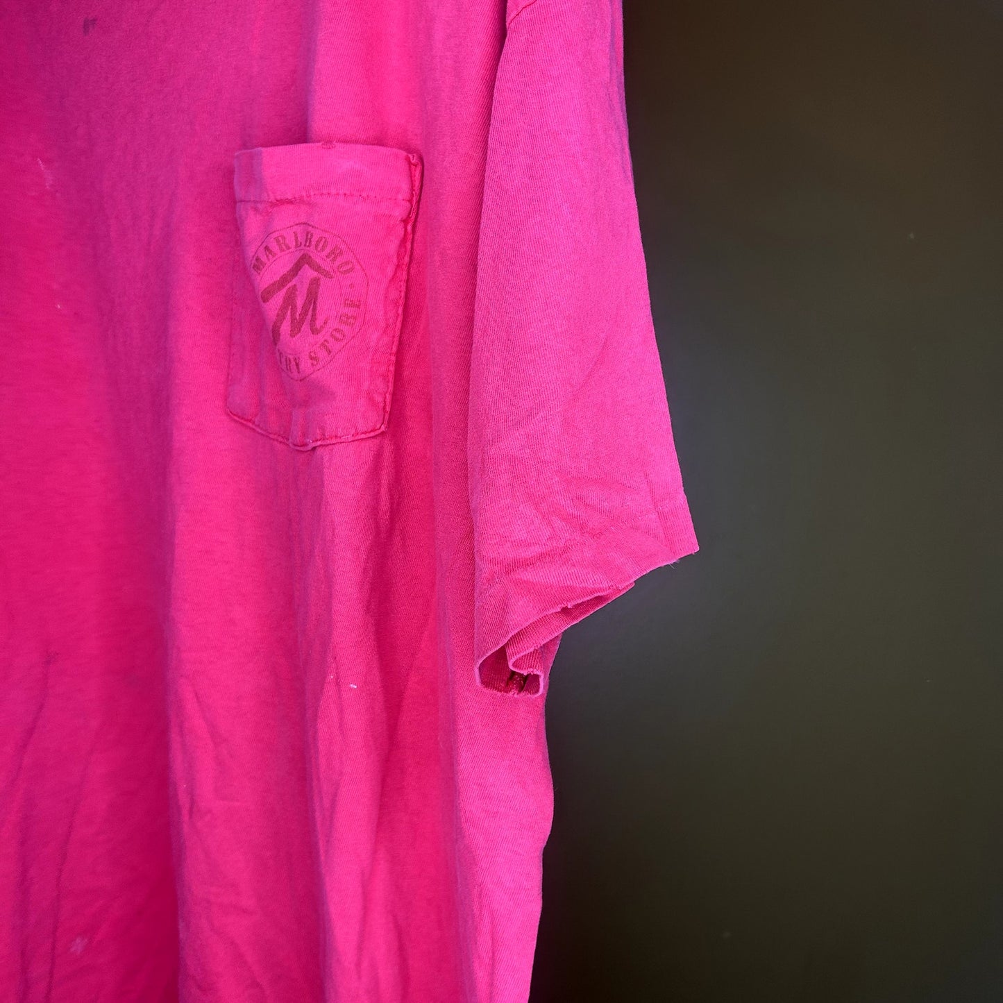 Vintage 90s Red Marlboro Pocket T-Shirt With Distressing