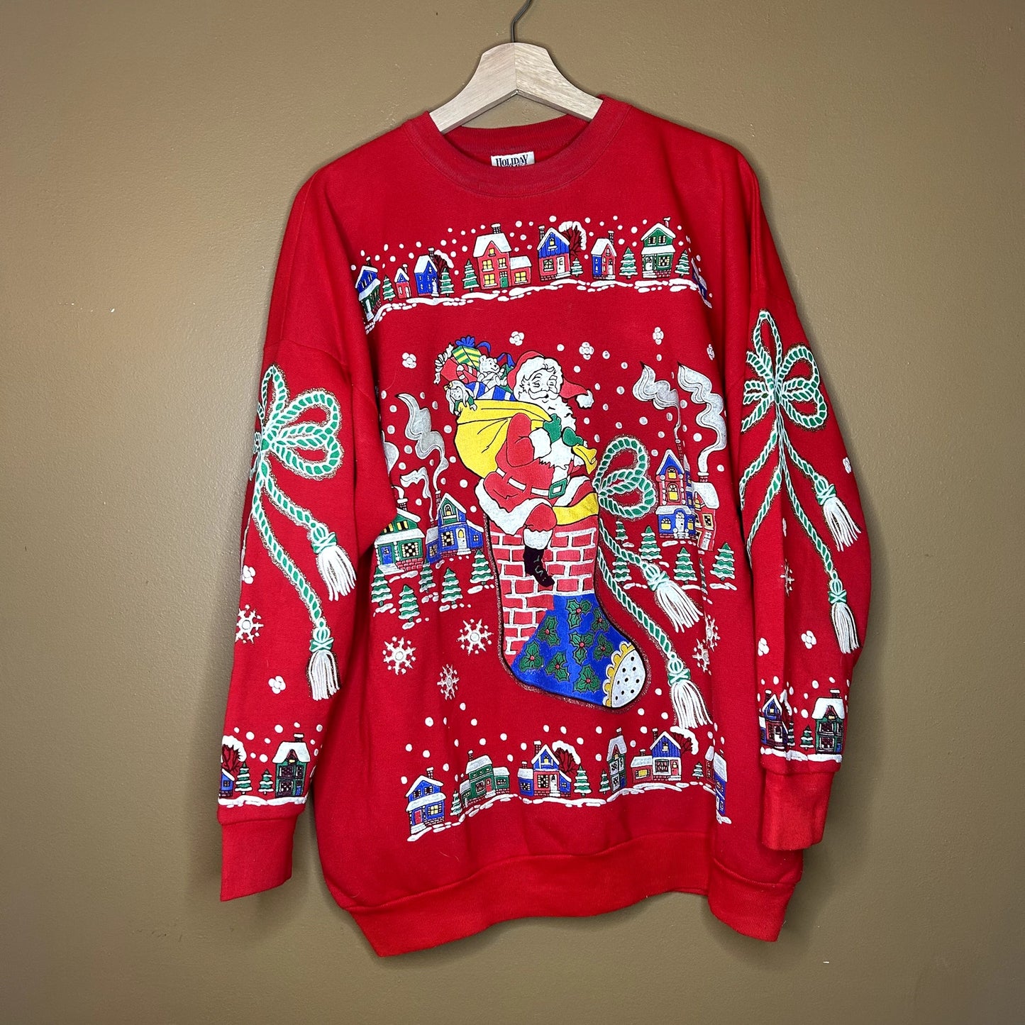 Vintage 90s Red Christmas Crewneck Large