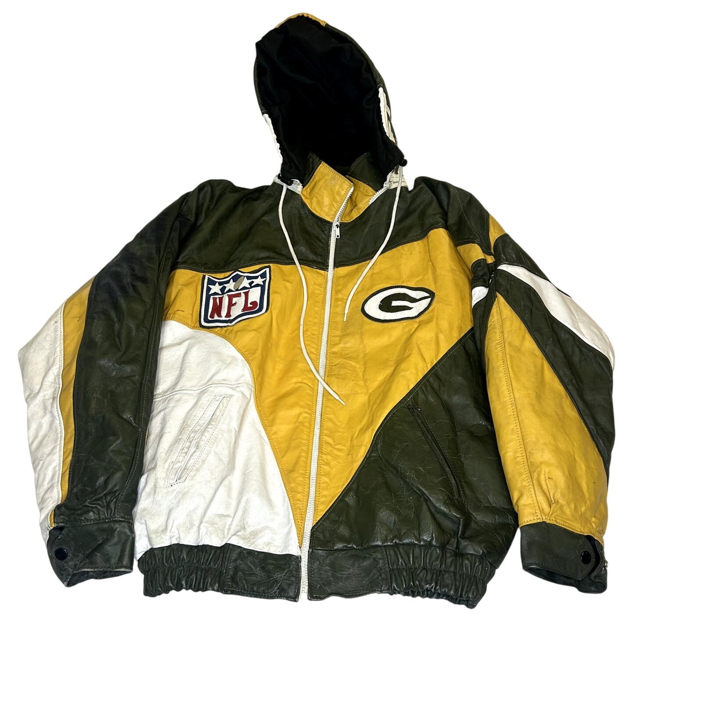Vintage 90s Leather Greenbay Packers Coat