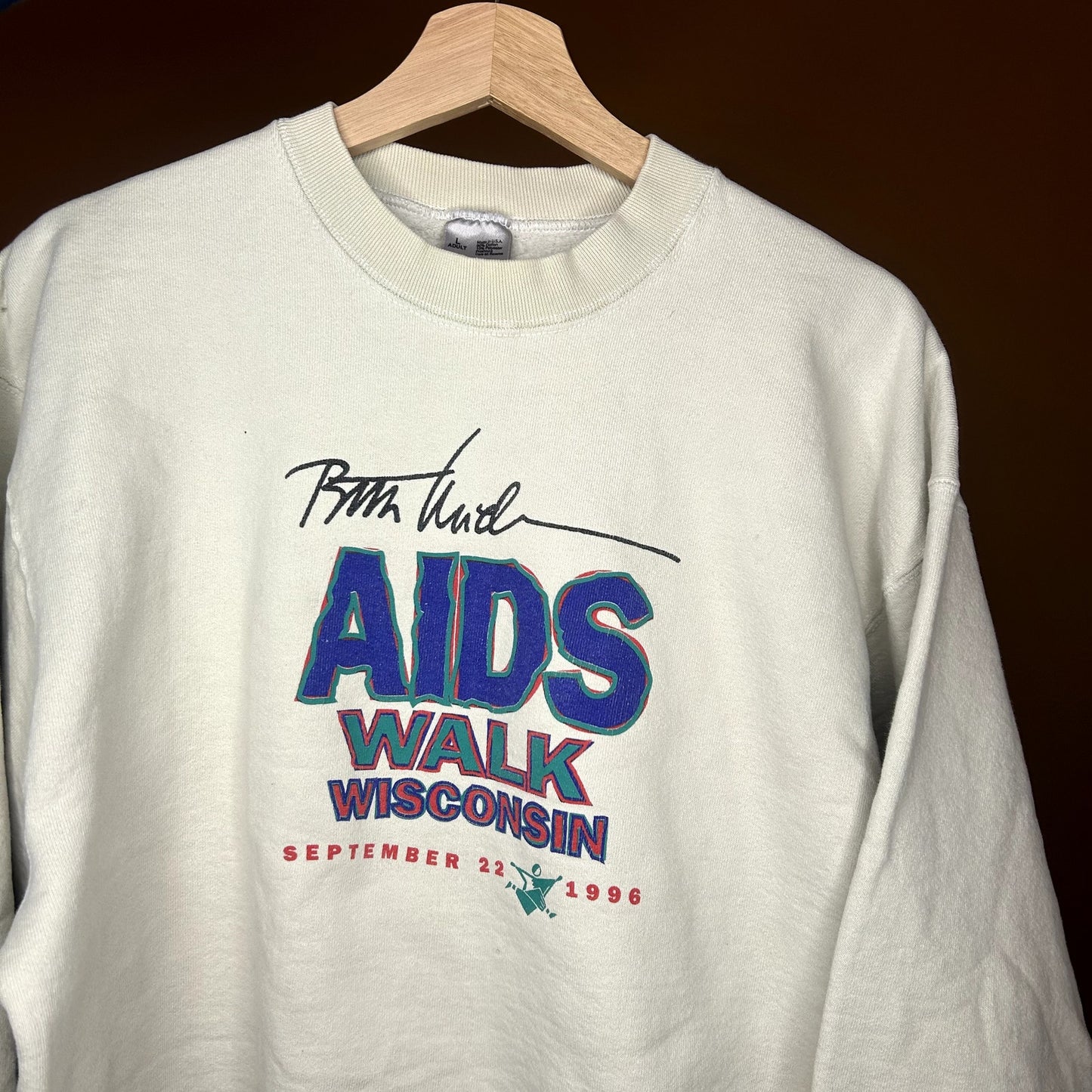 Vintage 90s Aids Walk Crewneck Large