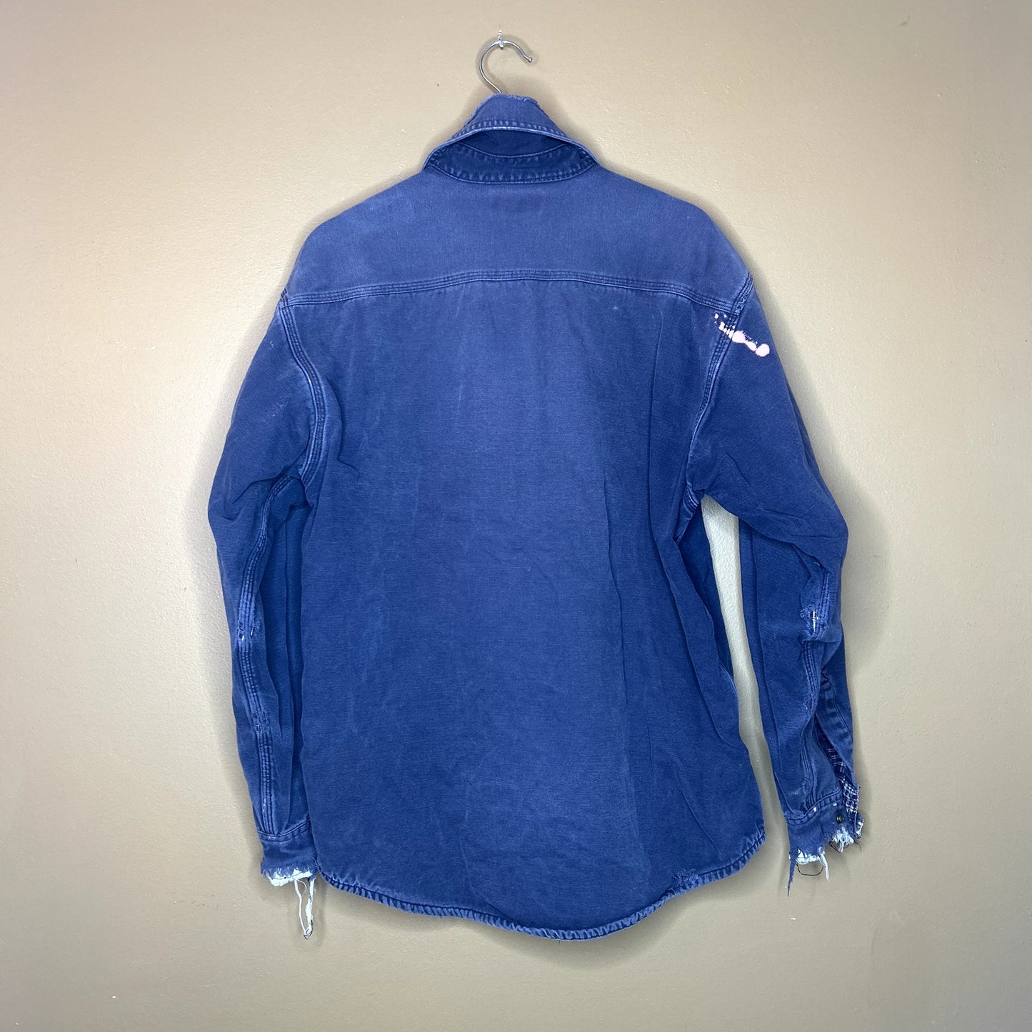 Y2K Dark Blue Carhartt Button Up Shackett Heavy Distressing
