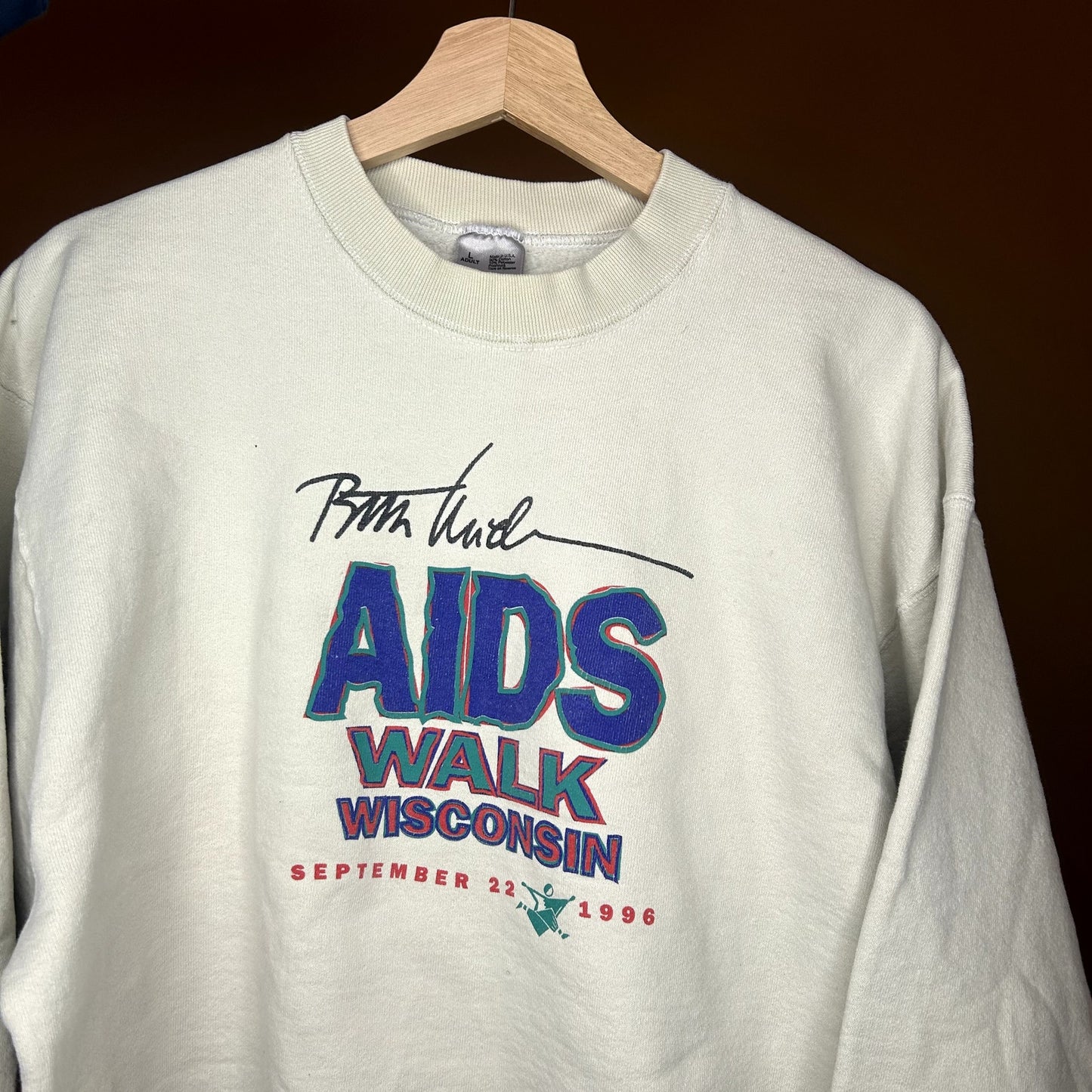 Vintage 90s Aids Walk Crewneck Large