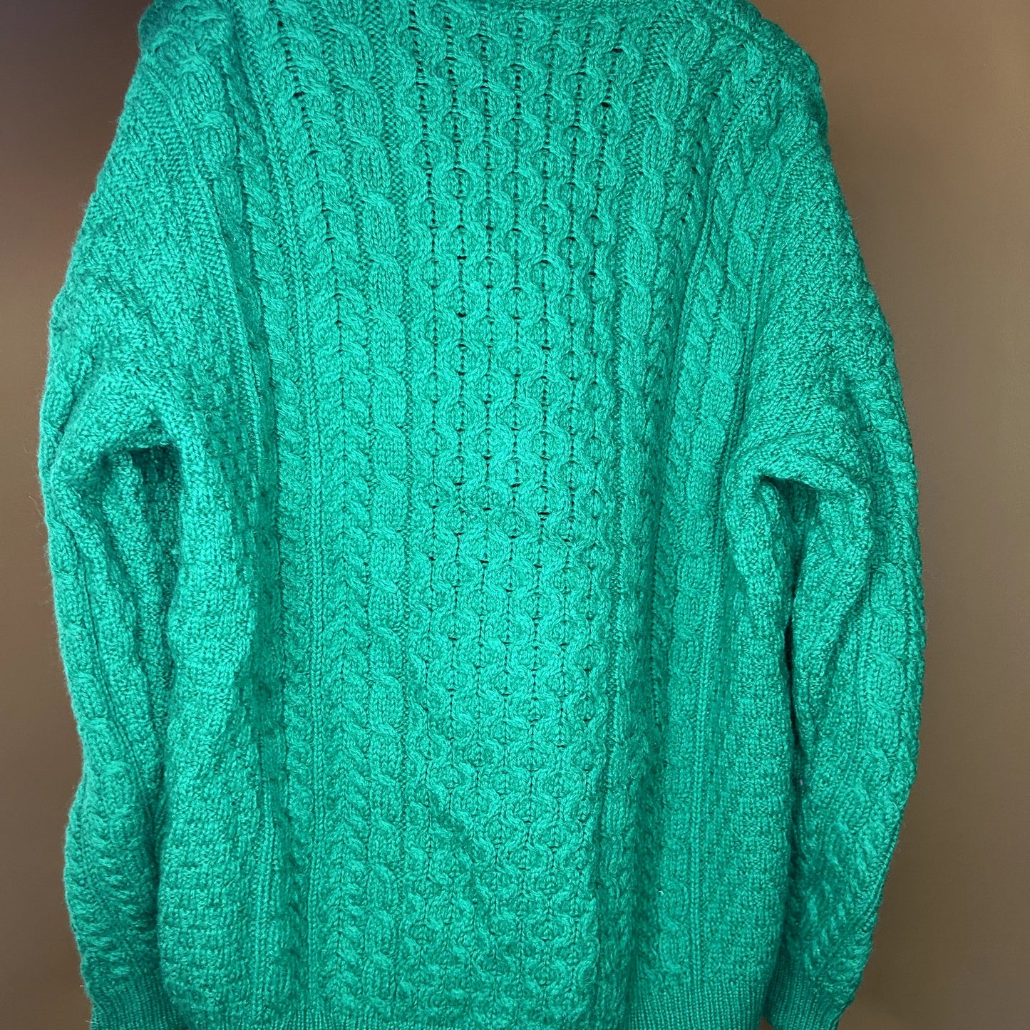 Vintage Green Carraig Donn Knit Wool Sweater Made in Ireland
