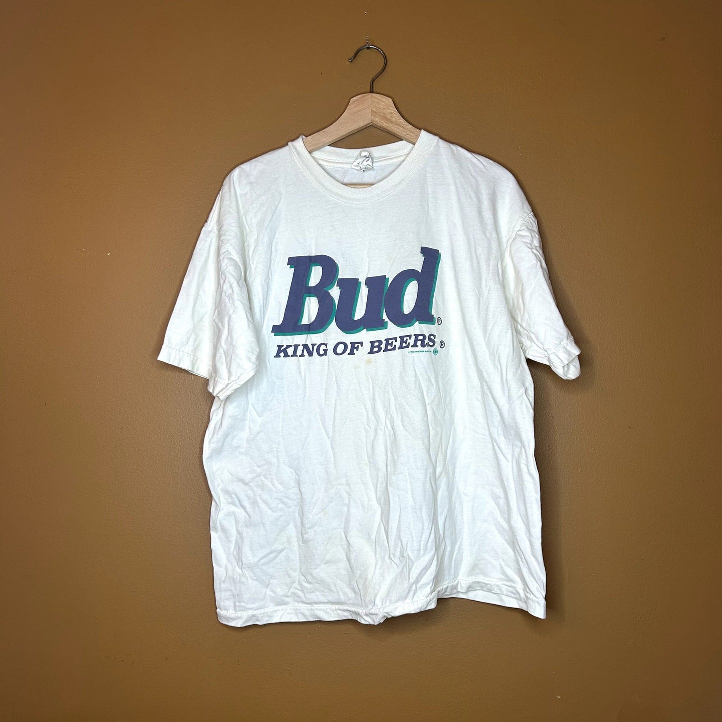Vintage 90s Bud King Of Beers T-Shirt has stains