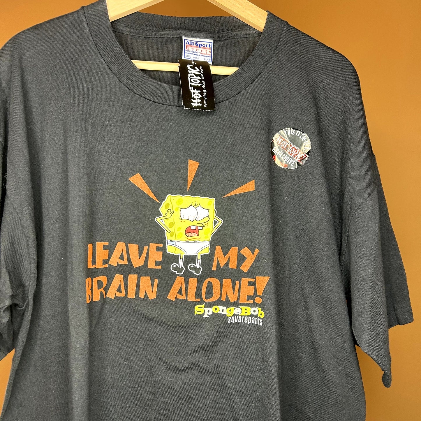 Y2K 00 Spongebob Squarepants "Leave My Brain Alone" T-Shirt