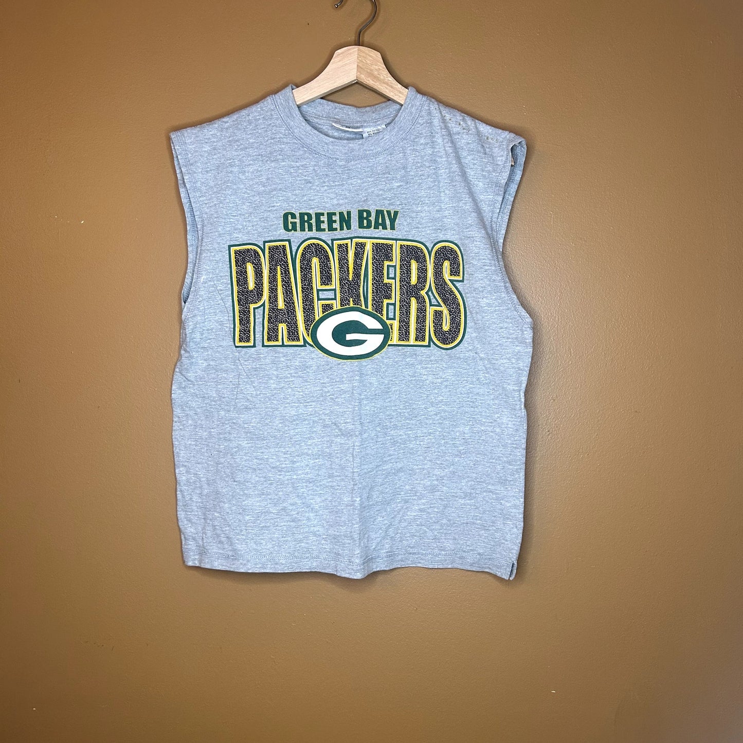 Y2K Gray Green Bay Packers Tank Top Medium