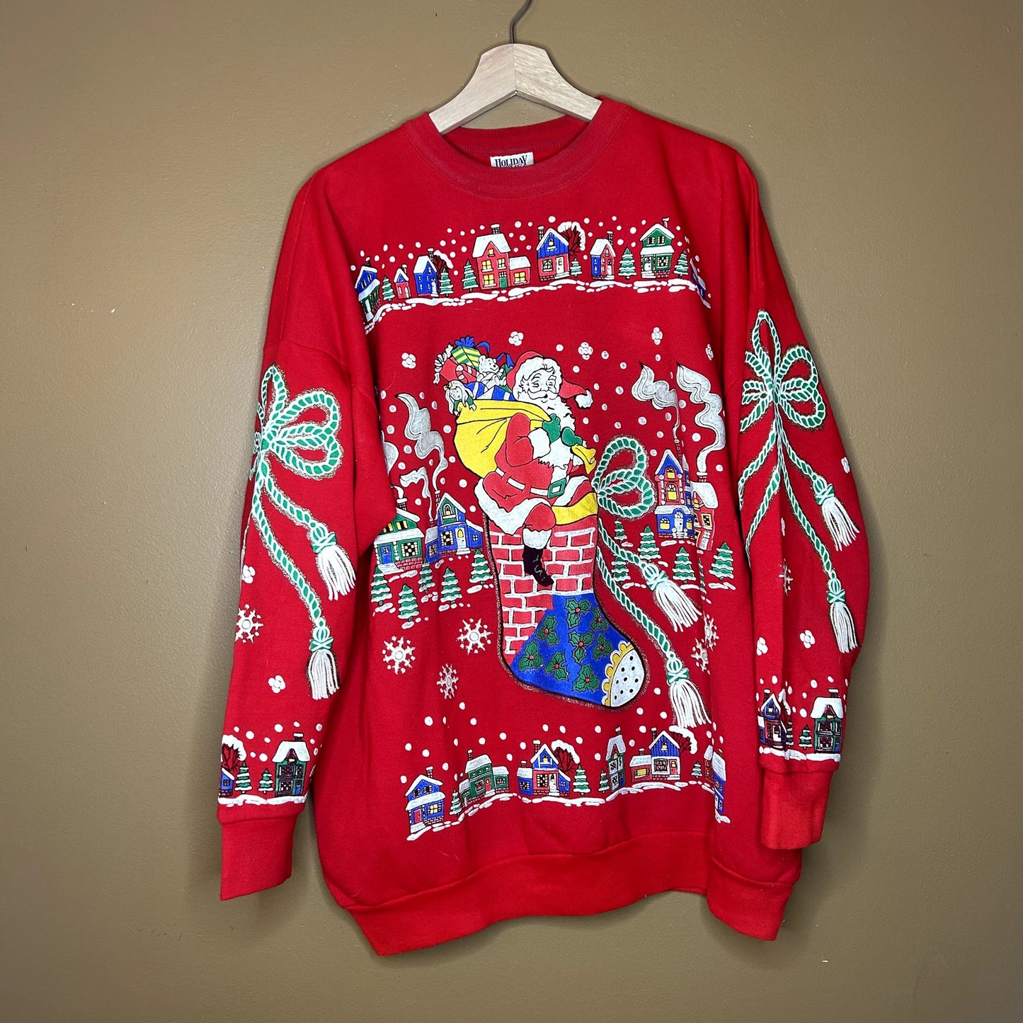 Vintage 90s Red Christmas Crewneck Large