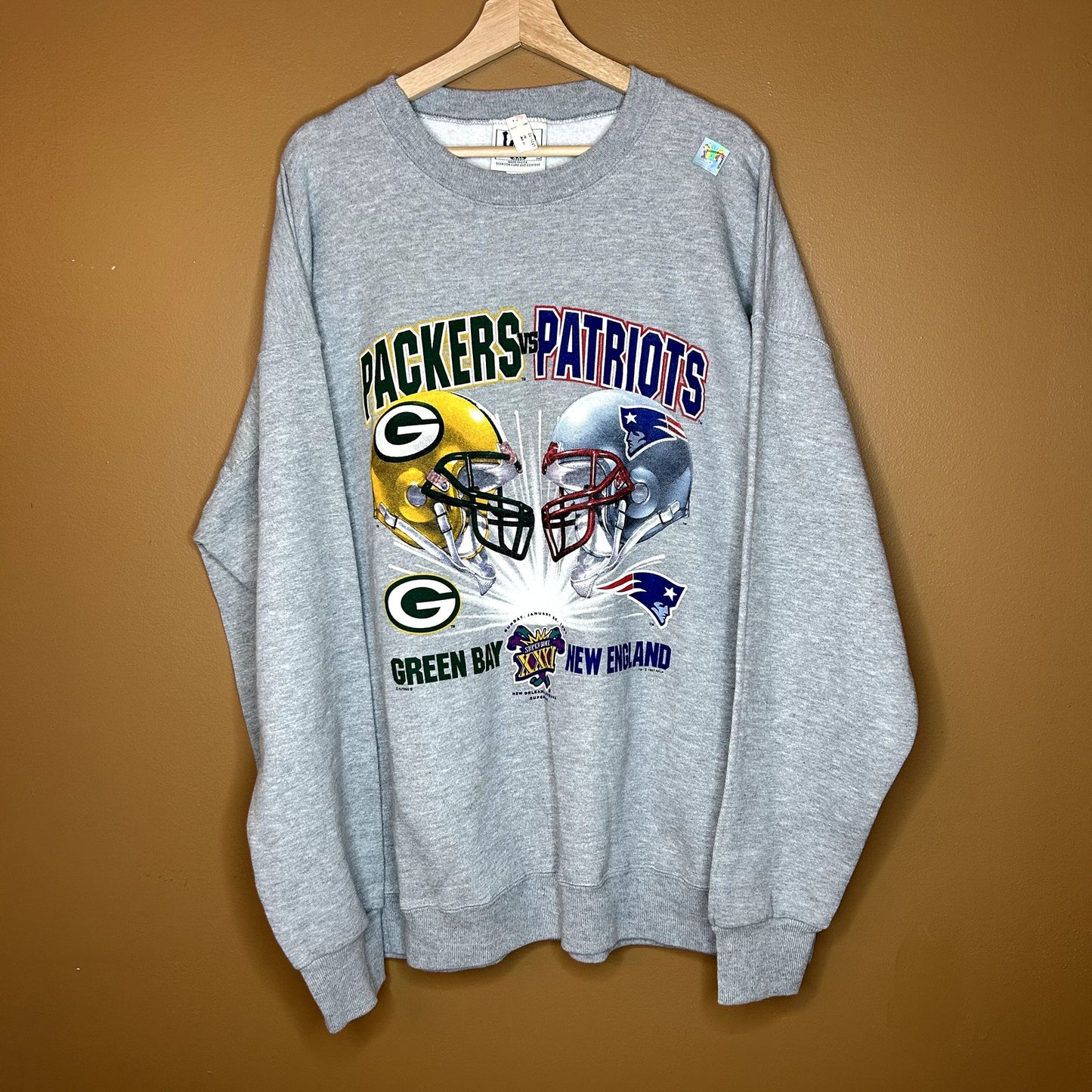 Vintage 90s Packers Super Bowl Gray Crewneck NWT