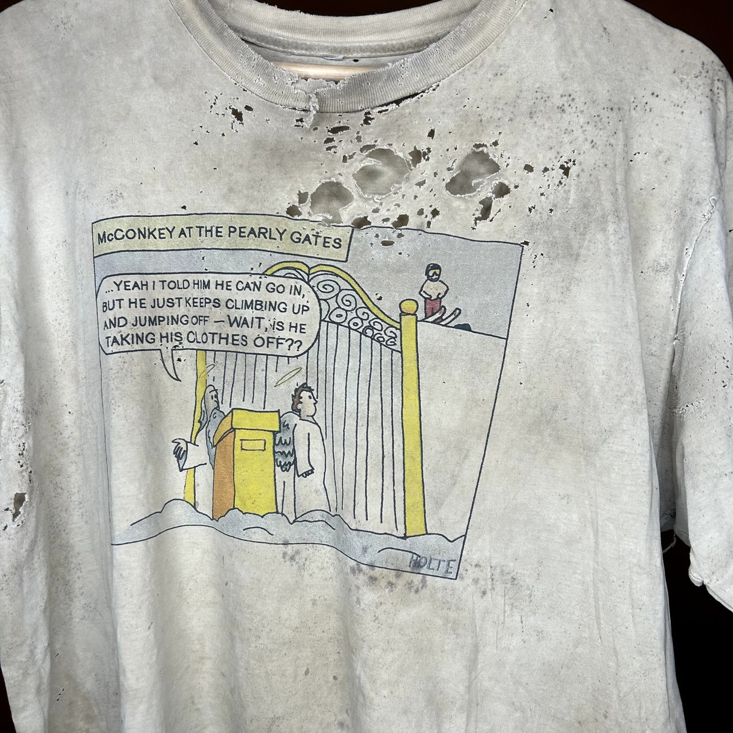 Insanely Thrashed / Distressed Skiing T-Shirt Vintage