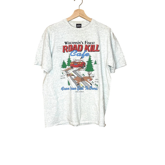 Vintage 90s Funny Wisconsins Road Kill Cafe T-Shirt