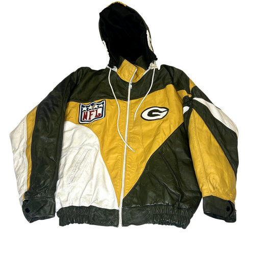 Vintage 90s Leather Greenbay Packers Coat