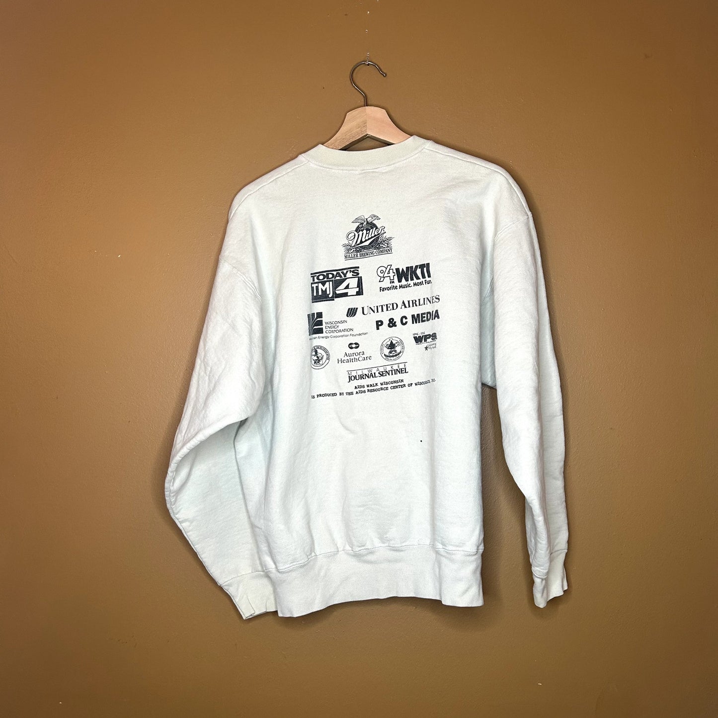 Vintage 90s Aids Walk Crewneck Large