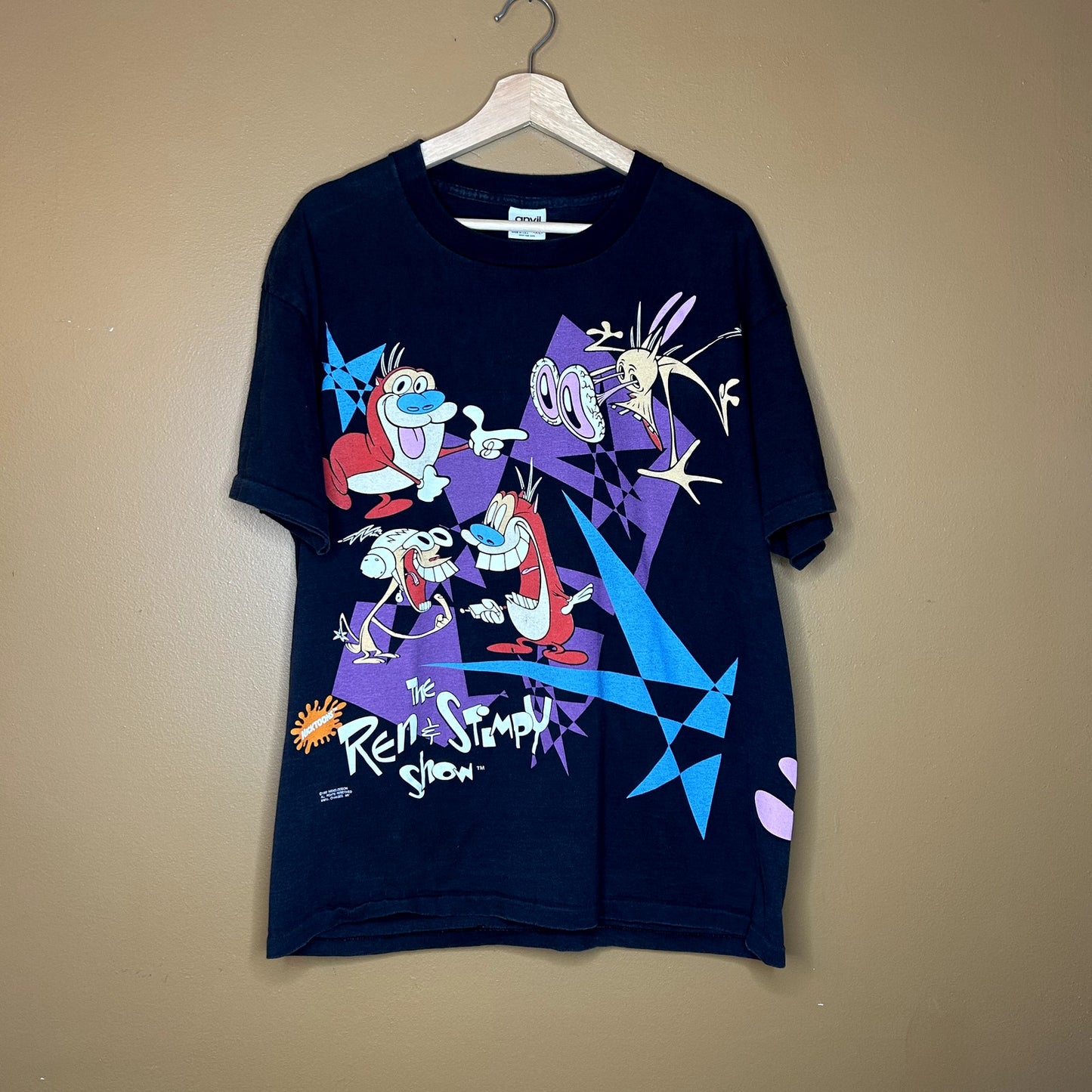Rare Vintage 90s Ren & Stimpy AOP Size XL