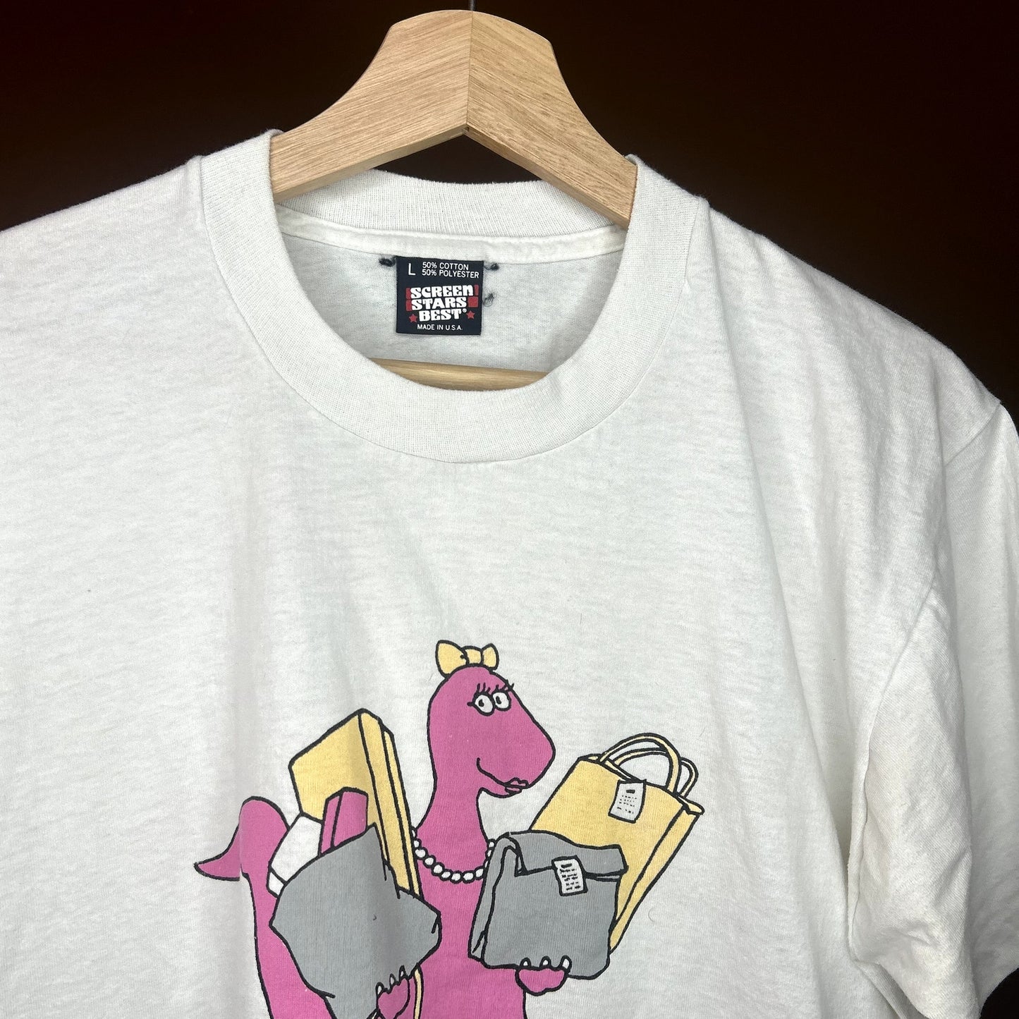 Vintage 90s Cartoon Shopasaurus Funny T-Shirt