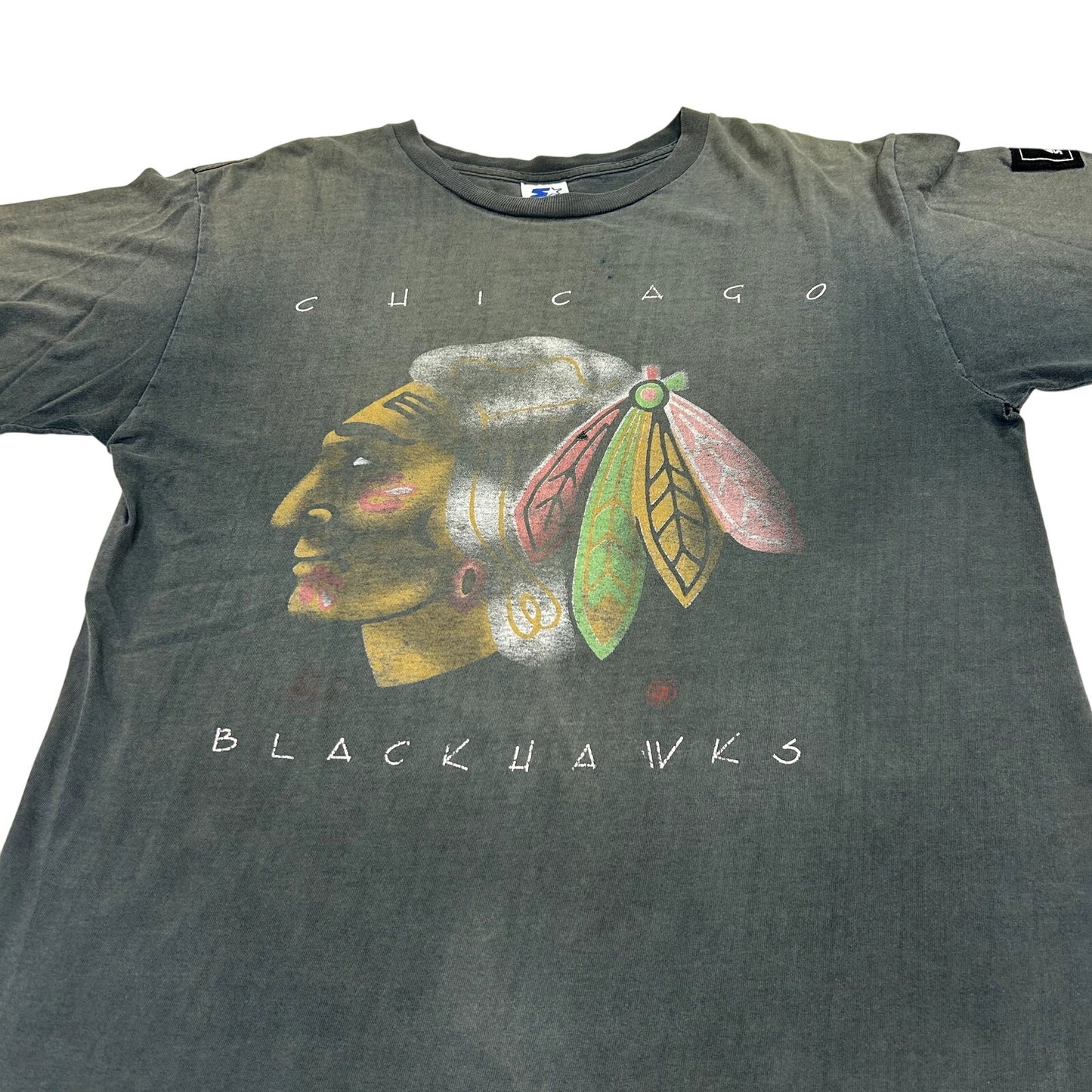 Vintage 1990s Faded Chicago Blackhawks Hockey T-shirt