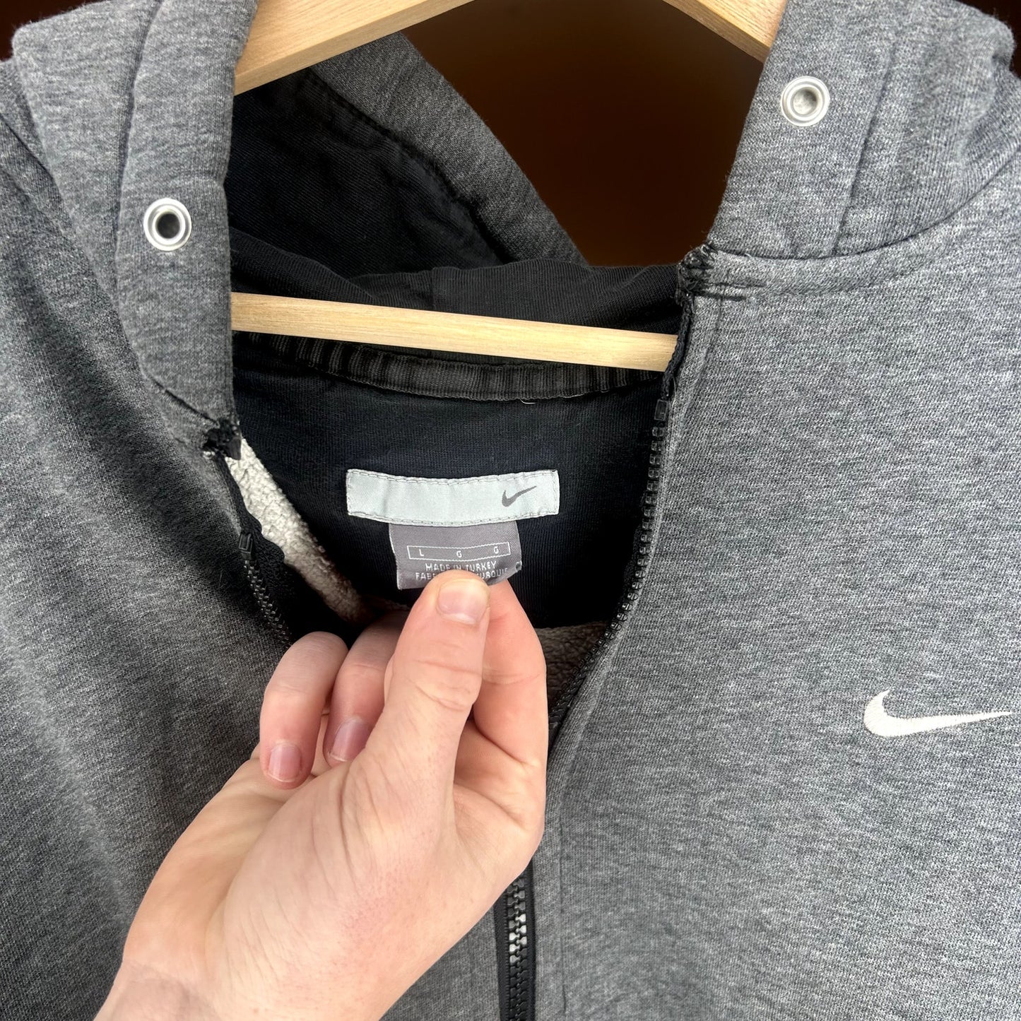 Y2K Nike Gray zip-up Hoodie Large