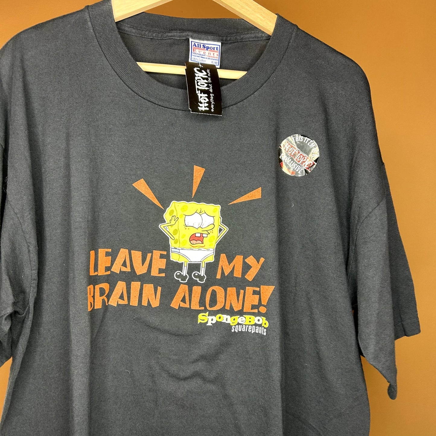 Y2K 00 Spongebob Squarepants "Leave My Brain Alone" T-Shirt
