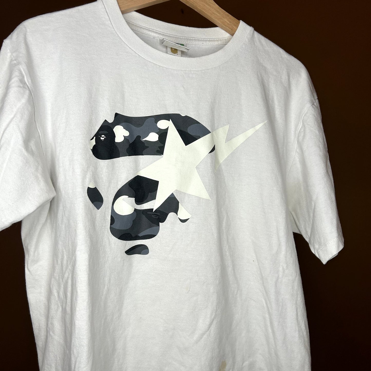Y2K Bape Graphic White T-Shirt Medium