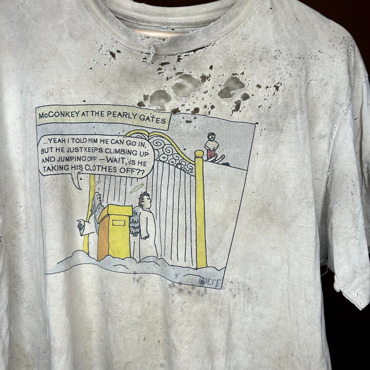 Insanely Thrashed / Distressed Skiing T-Shirt Vintage
