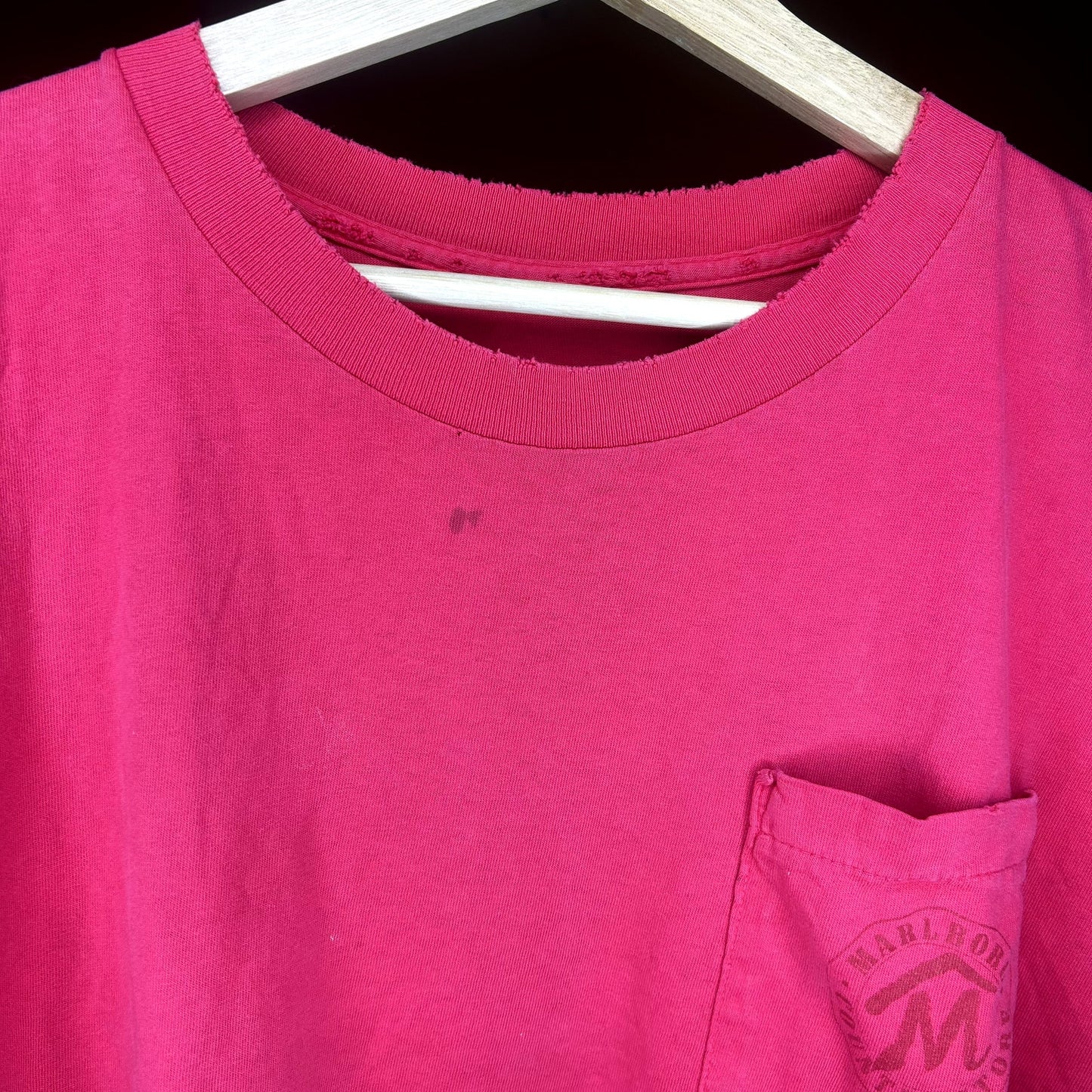 Vintage 90s Red Marlboro Pocket T-Shirt With Distressing