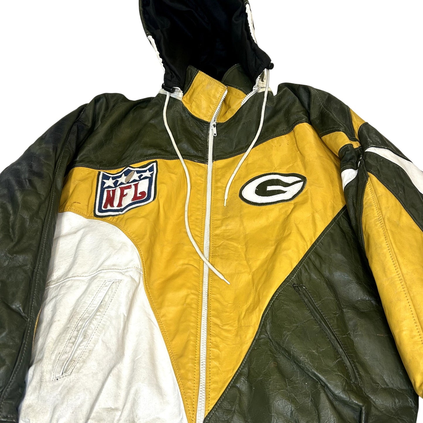 Vintage 90s Leather Greenbay Packers Coat