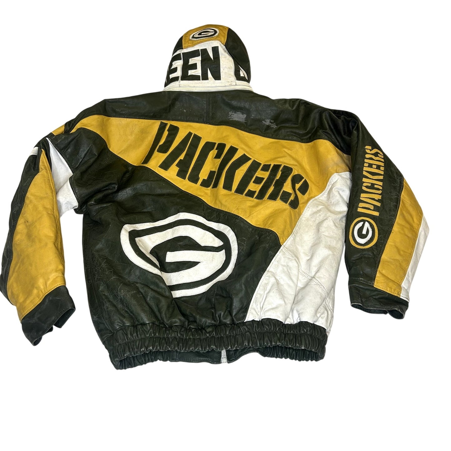Vintage 90s Leather Greenbay Packers Coat