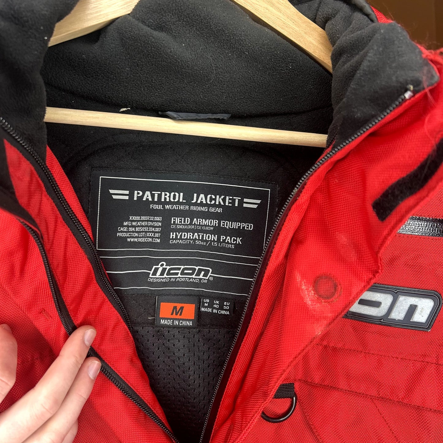 Icon Motorcycle Patrol jacket Red Medium
