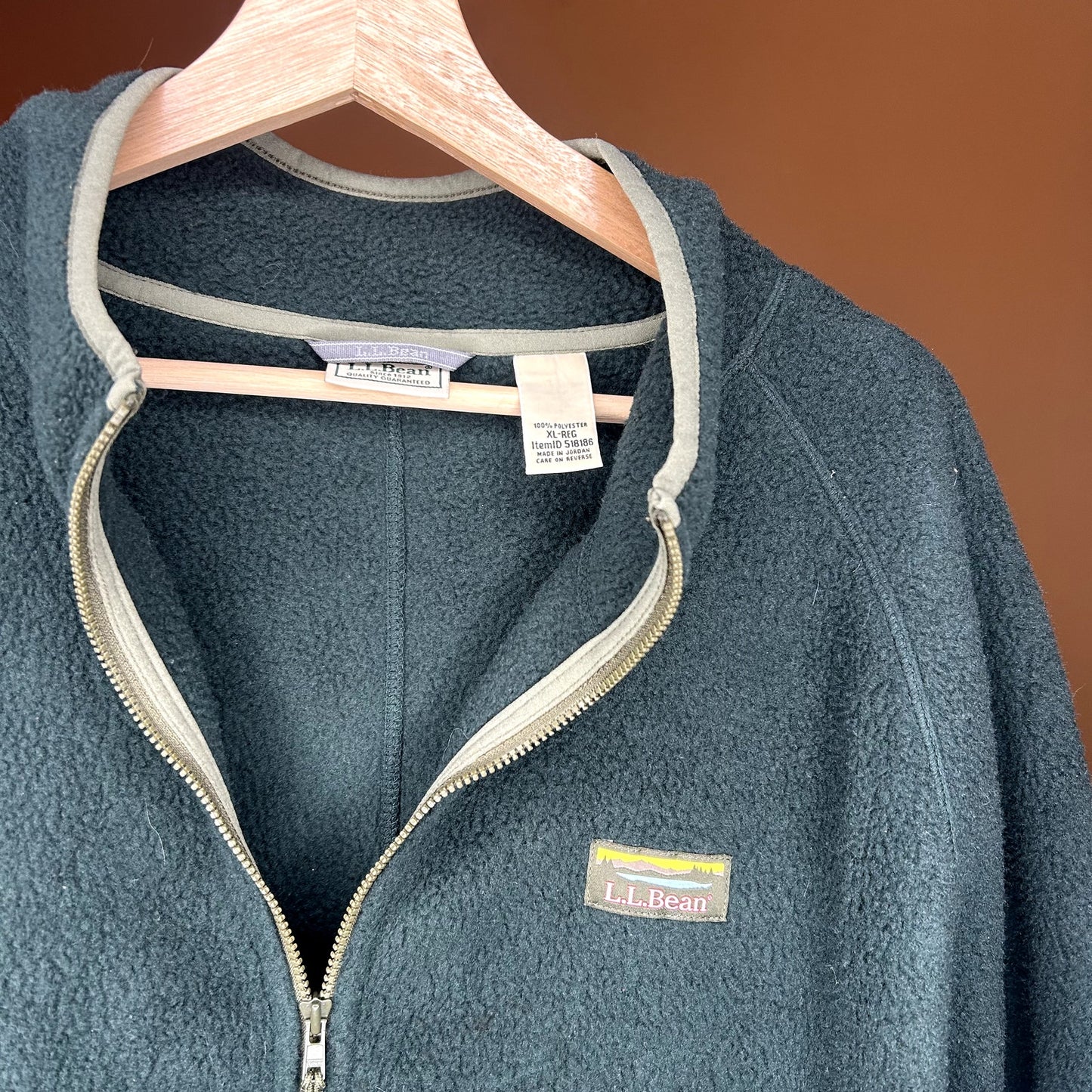LL Bean Green Zip-Up Sweater