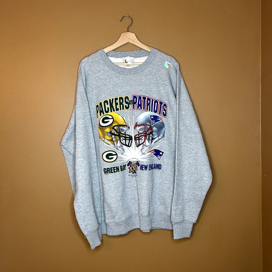 Vintage 90s Packers Super Bowl Gray Crewneck NWT
