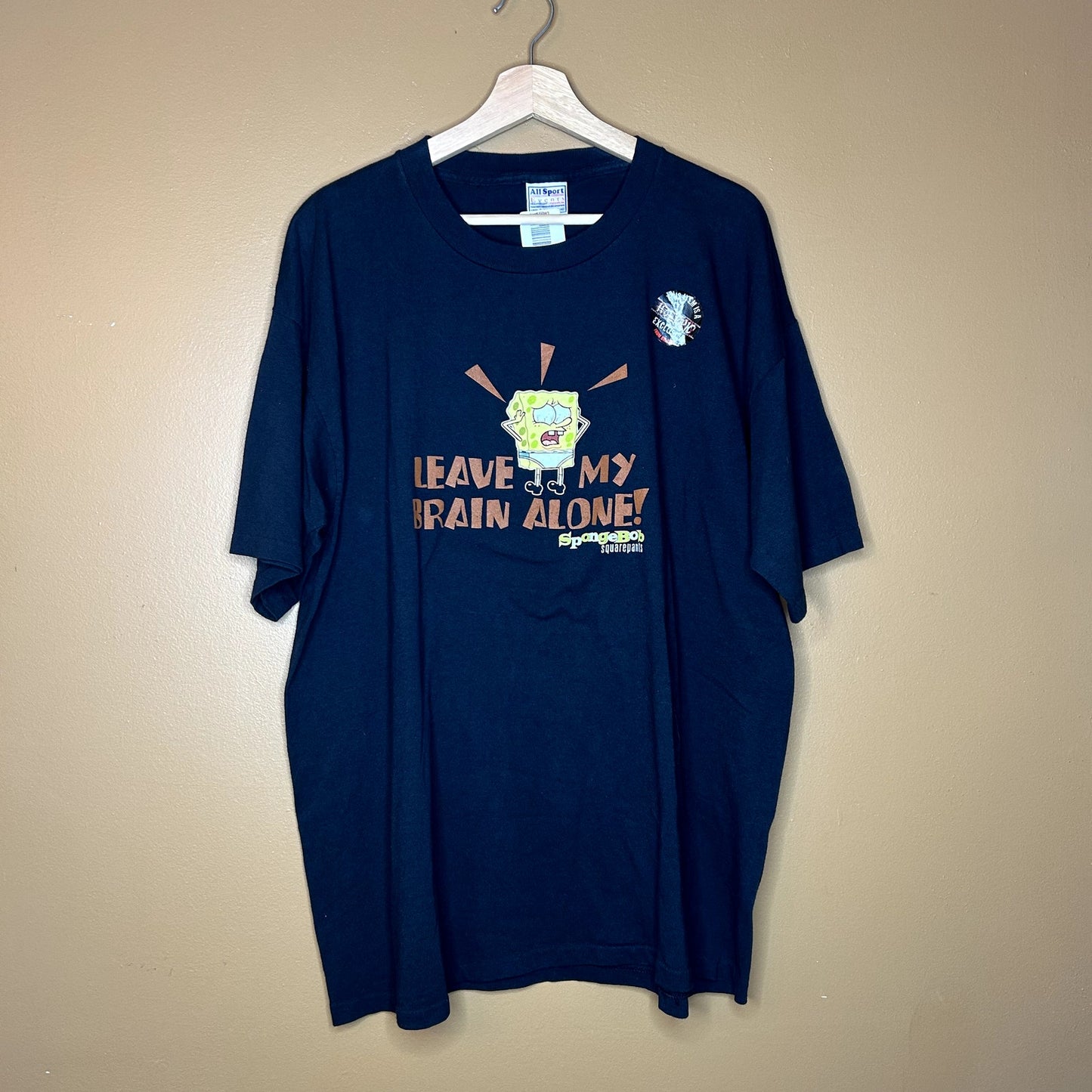 Y2K 00 Spongebob Squarepants "Leave My Brain Alone" T-Shirt