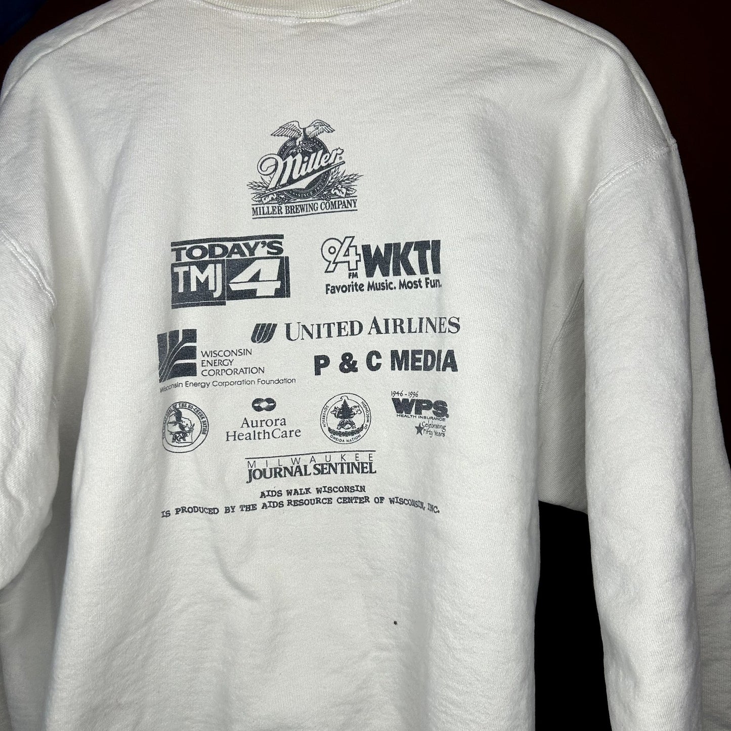 Vintage 90s Aids Walk Crewneck Large