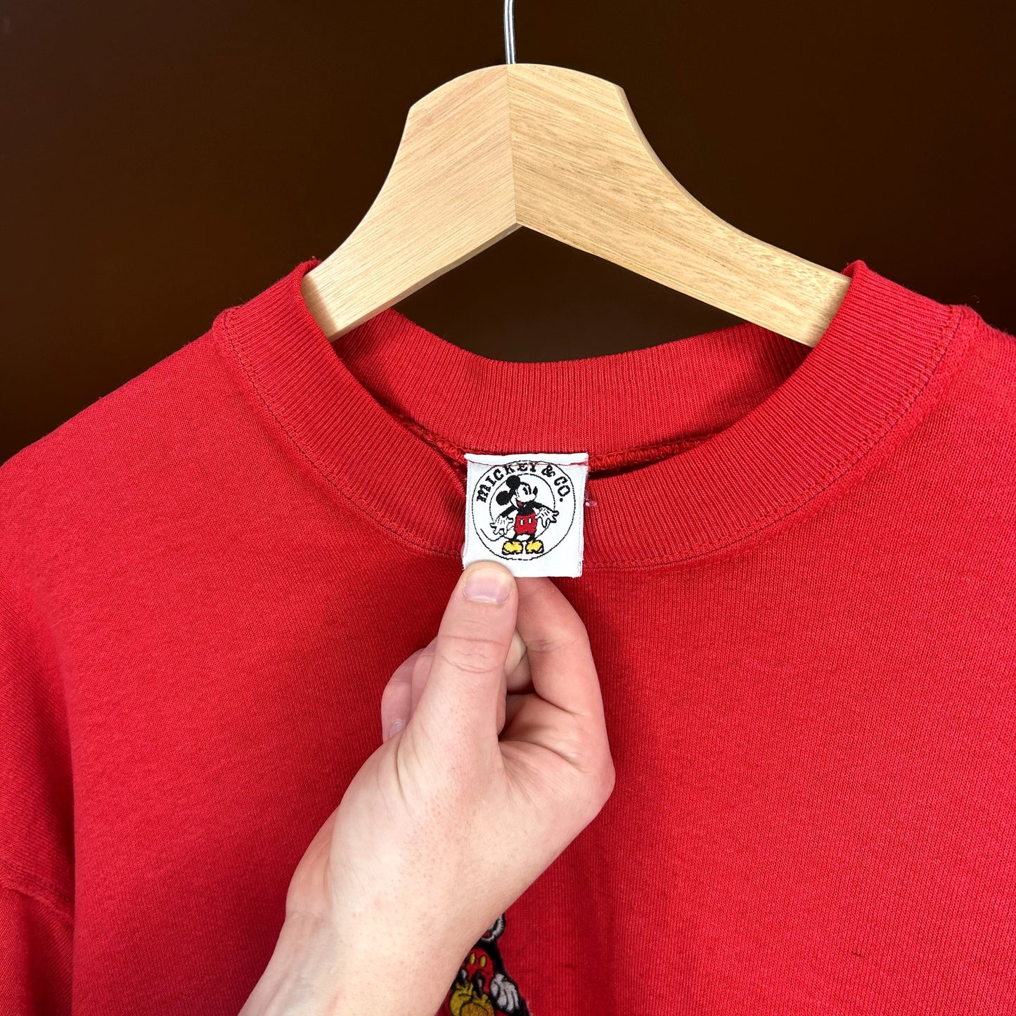 Vintage 90s Red Disney Mickey Mouse Crewneck