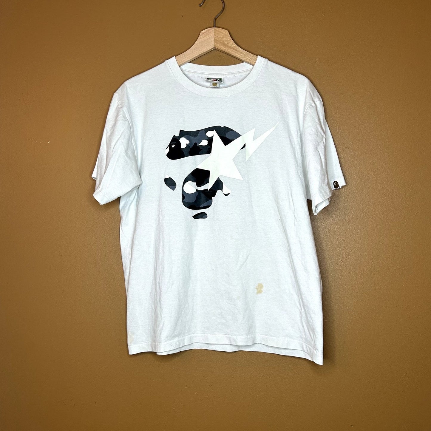 Y2K Bape Graphic White T-Shirt Medium