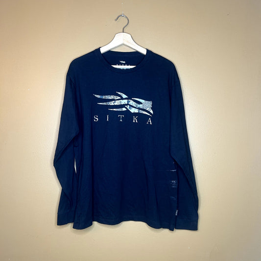 Sitka Long Sleeve Black T-Shirt Large (Has some stains)