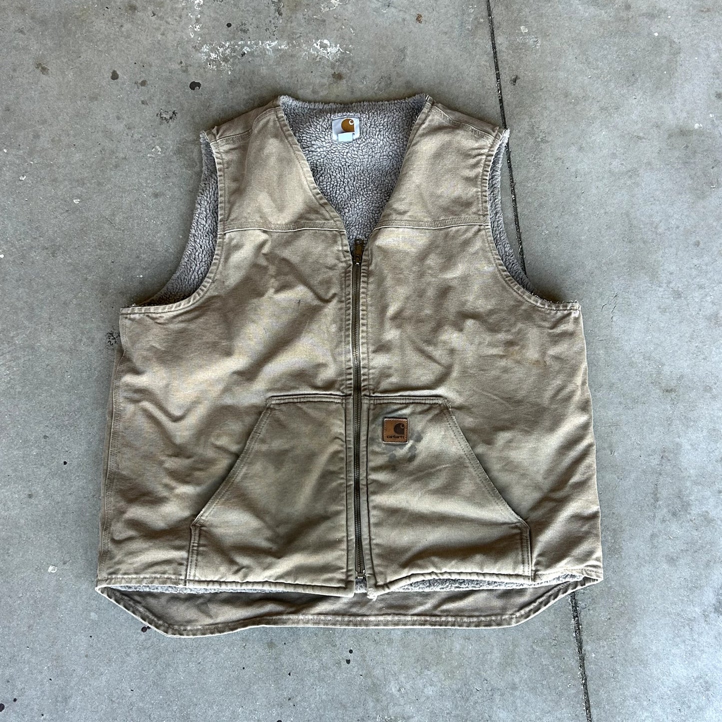 Y2K Tan Carhartt Vest Distressed XL Tall
