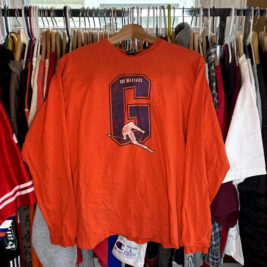 Y2K Gap Ski Long Sleeve Orange T-Shirt Small