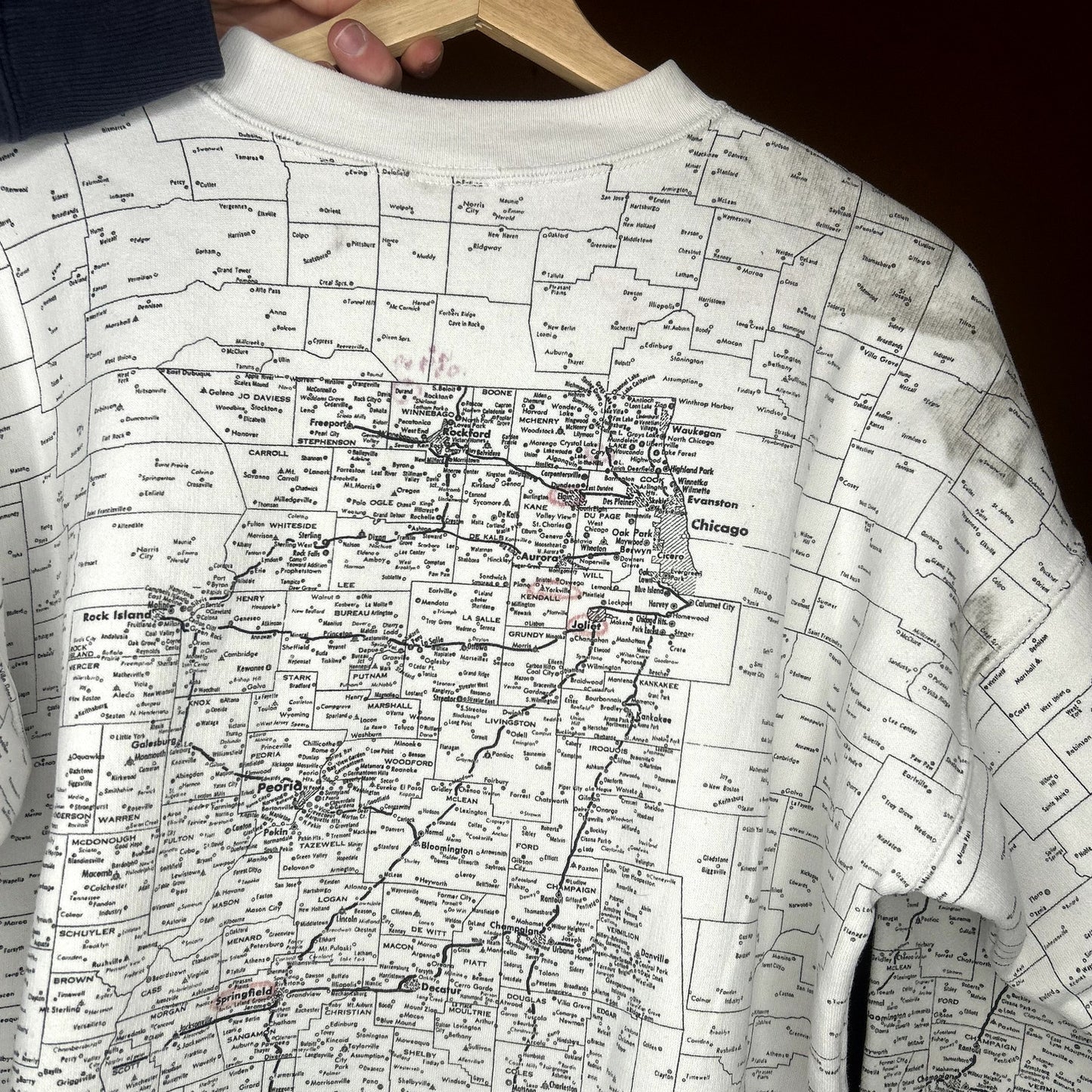 Vintage 90s Illinois Map Crewneck Large
