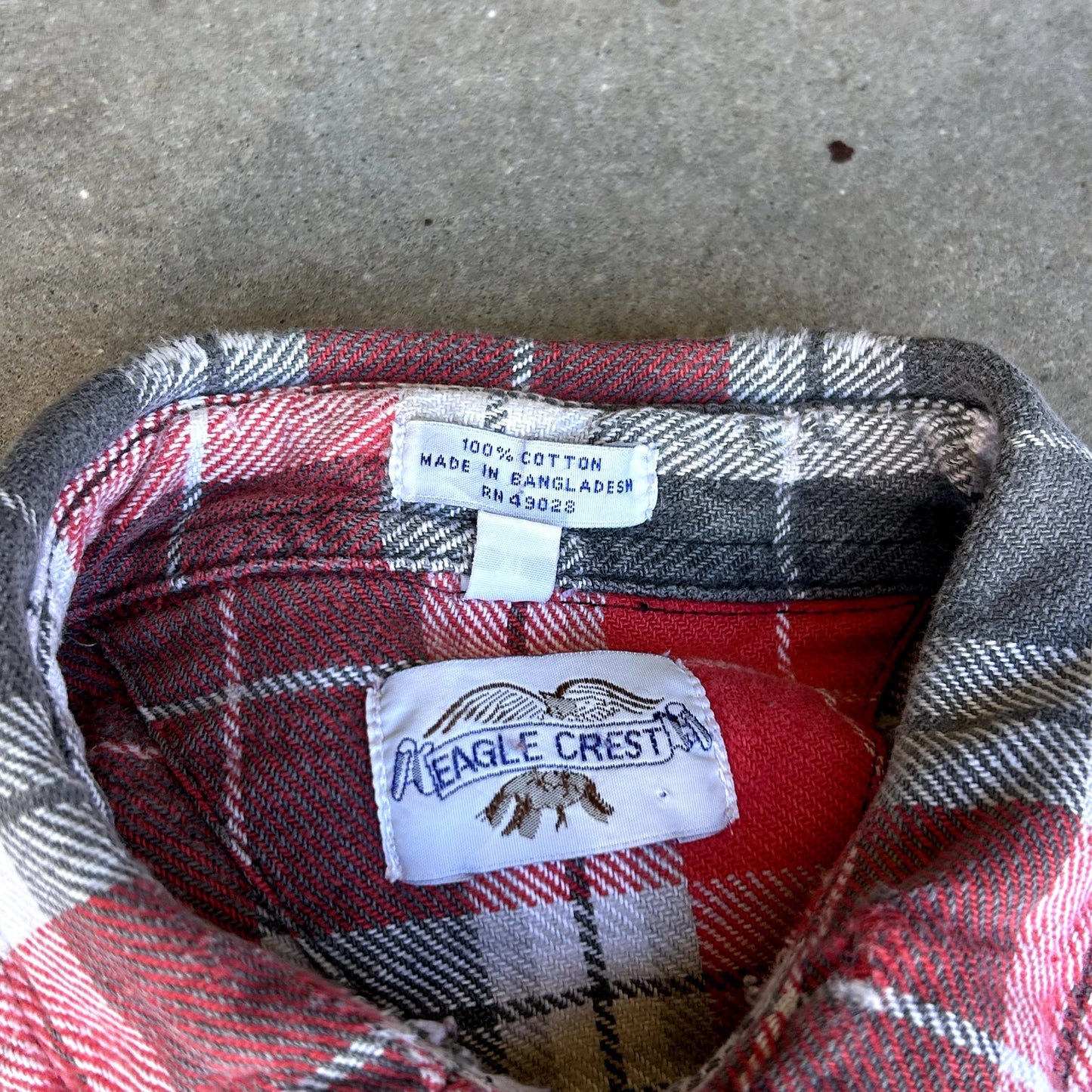 Vintage Eagle Crest Red & White Flannel Shirt XL