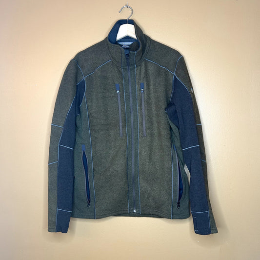 Modern Kuhl Fleece Zip-up Mens Lightweight Jacket Green and Grey