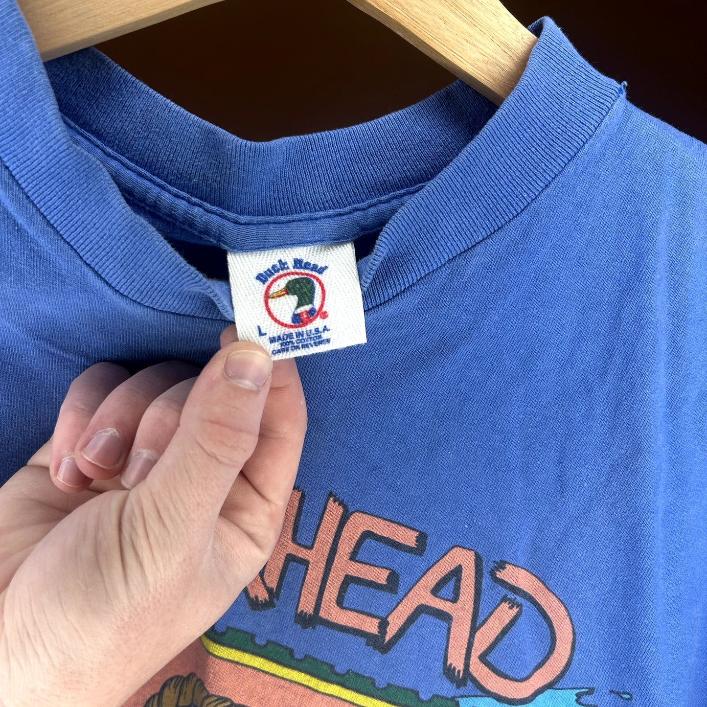 Vintage Blue Duck Head Graphic T-Shirt