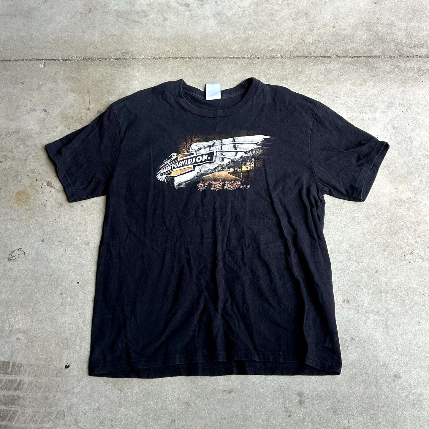 Y2K Harley Davidson Black T-Shirt XL