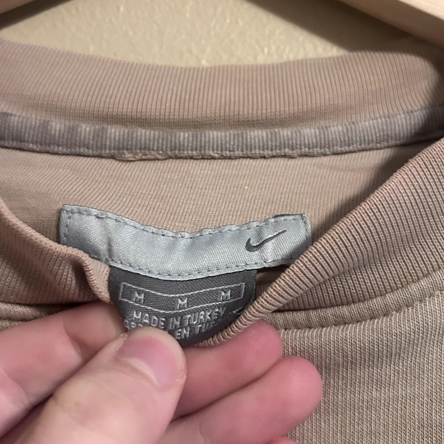 Y2K Brown Cream Nike Check Crewneck Medium