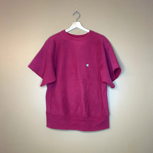 Vintage 90s Champion Reverse Weave Cherry Red Cut Sleeves Large