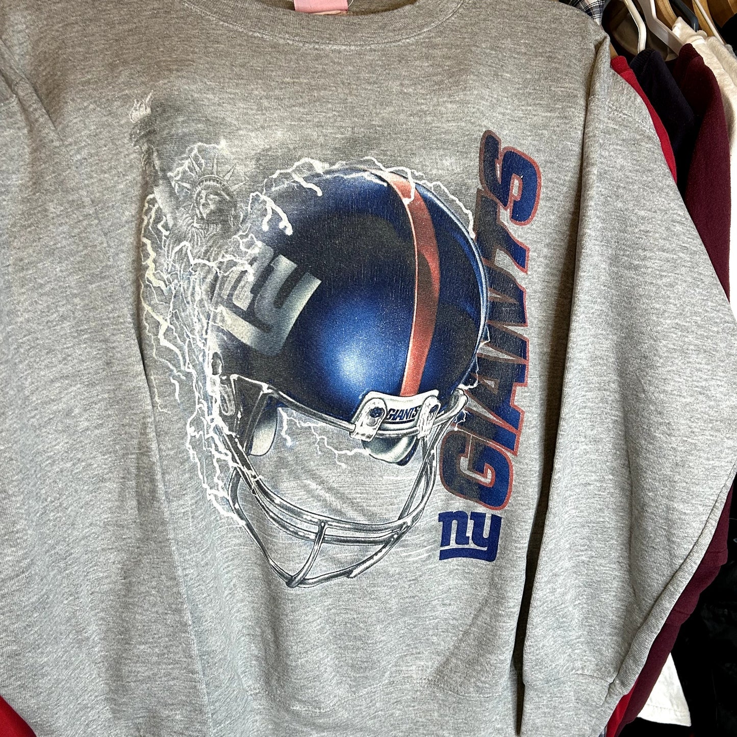 Y2K New York Giants Crazy Gray Crewneck
