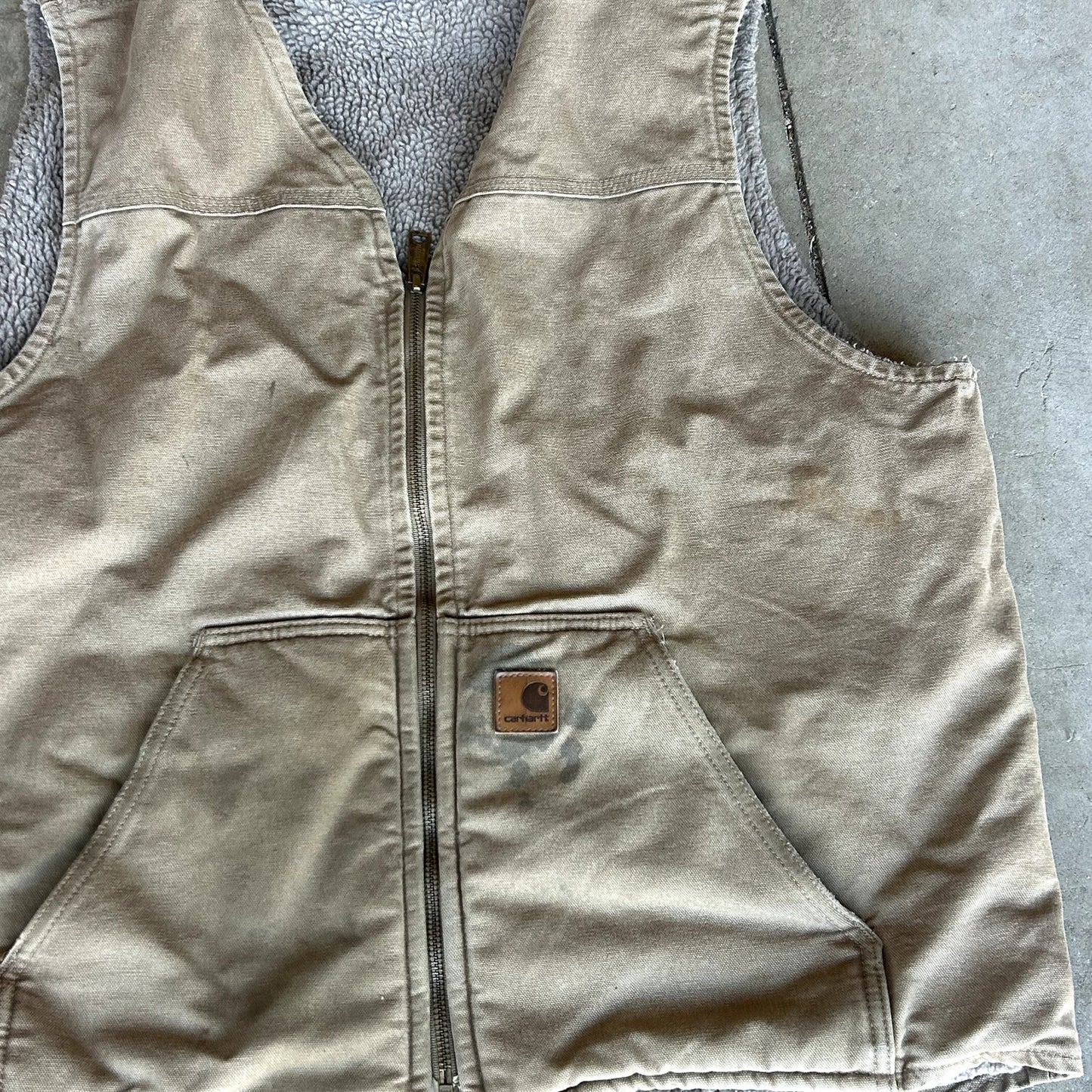 Y2K Tan Carhartt Vest Distressed XL Tall